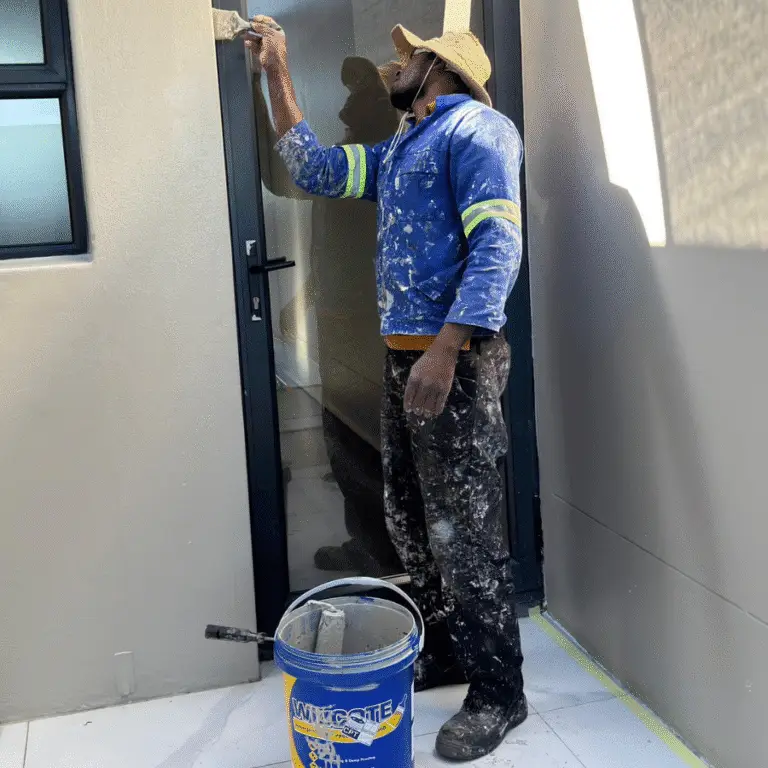 Exterior painting of a newly built home in Big Bay, Cape Town