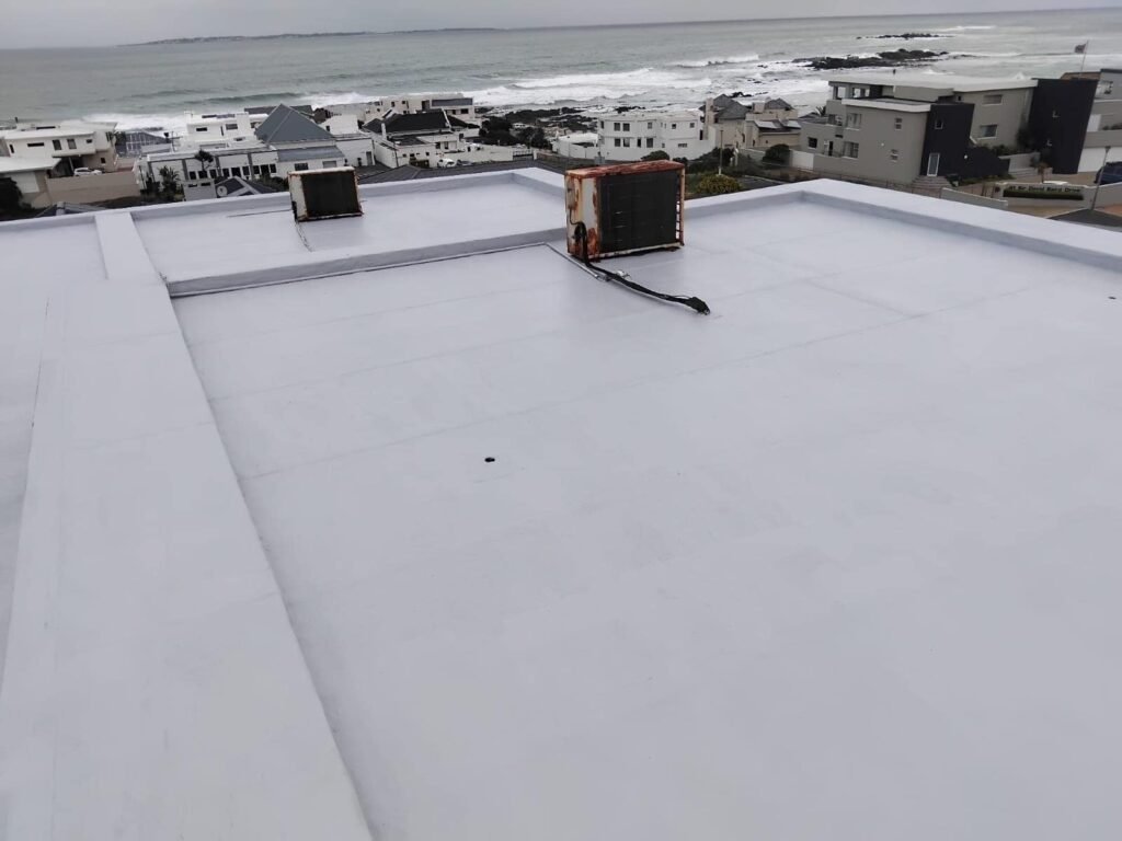 Blouberg flat roof waterproofing torch-on membrane and Silvakote by Wilcote Cape Town